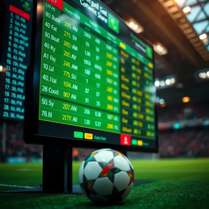 Analyzing Betting Odds and Match Data to Enhance Prediction Accuracy Betting odds and match statistics displayed on a digital screen