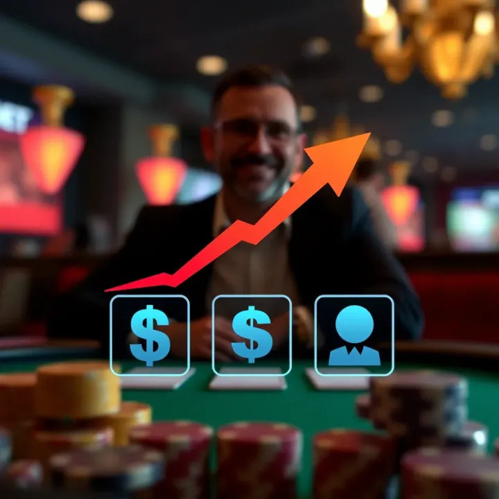Boost Your Chances with Bankroll Management and Bonuses Graphic illustrating smart bankroll management and bonus feature icons with upward arrow symbolizing growth