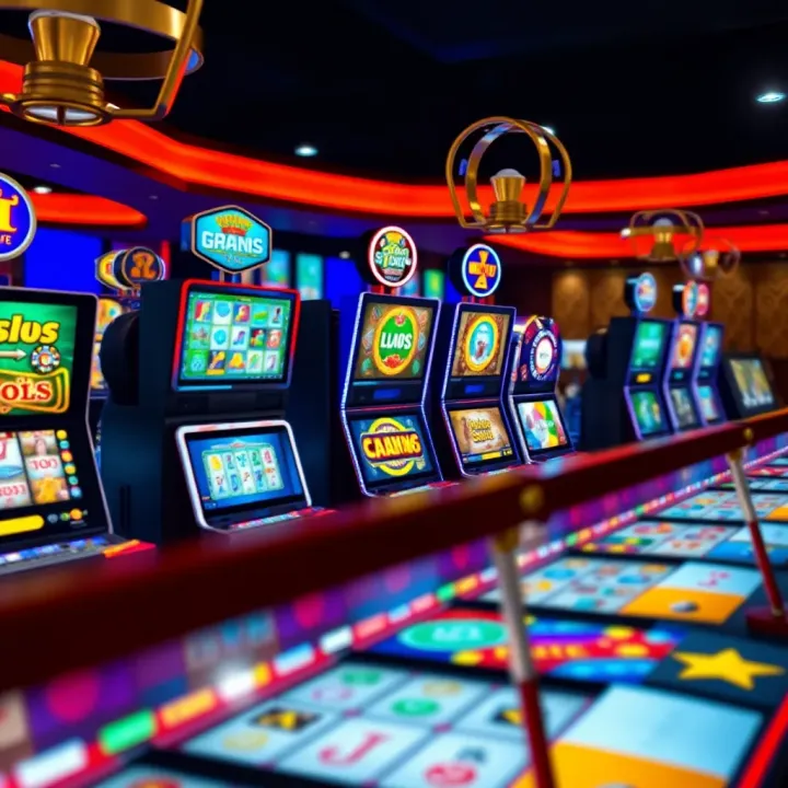 Diverse Game Selection in Playtech Casinos Colorful online casino game selection showcasing slot machines and card games on a digital platform