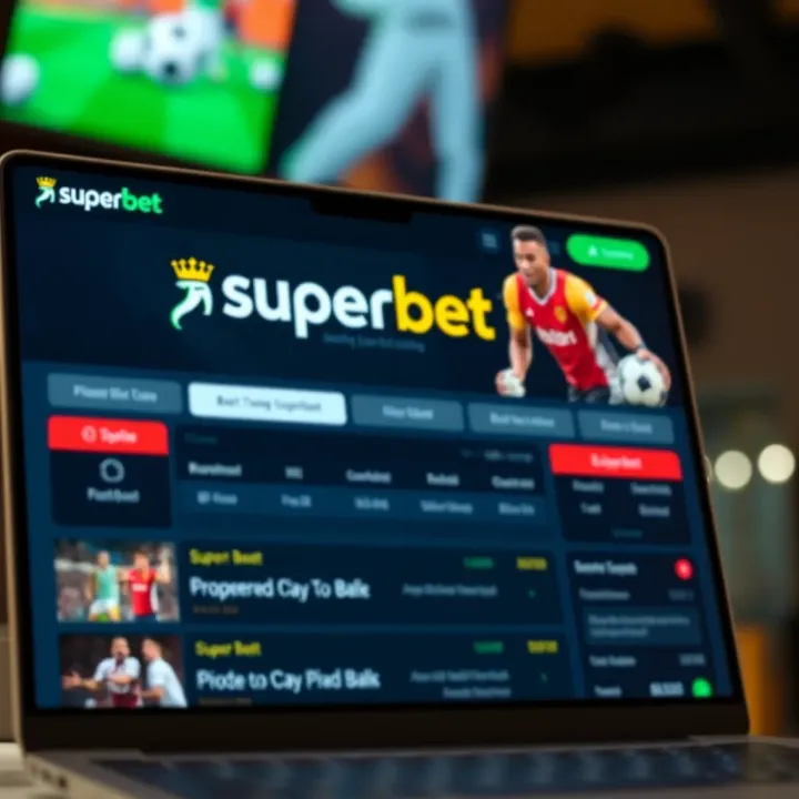 Screenshot showcasing Superbet platform's homepage with sports betting options visible