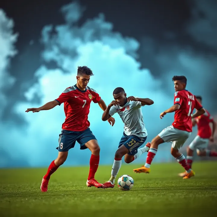 Dynamic football players competing during an intense Egypt Premier League match