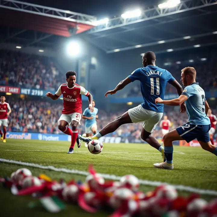 Premier League football teams competing on the pitch during a vibrant match