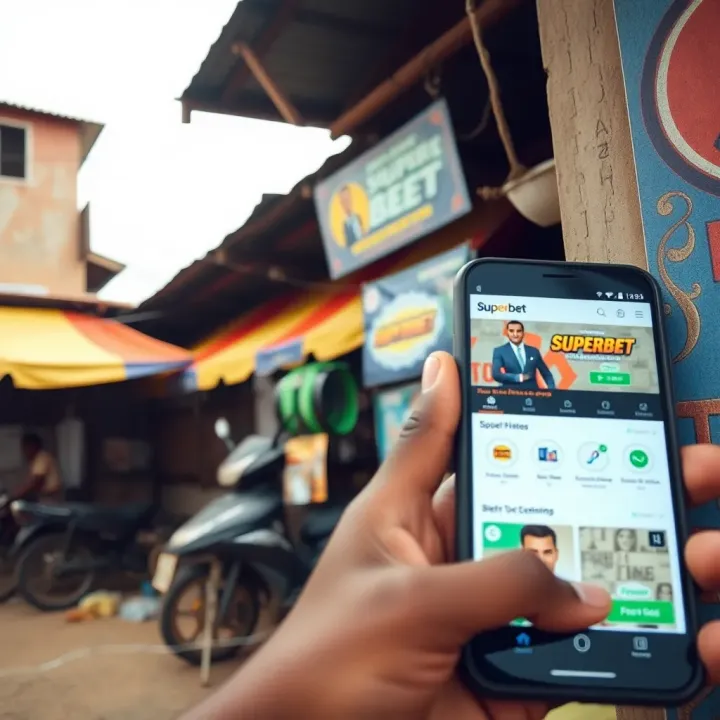 Old Mobile Superbet Shop Versus Modern Online Betting Platforms Comparison between an old mobile Superbet shop environment and a modern online betting platform on a smartphone