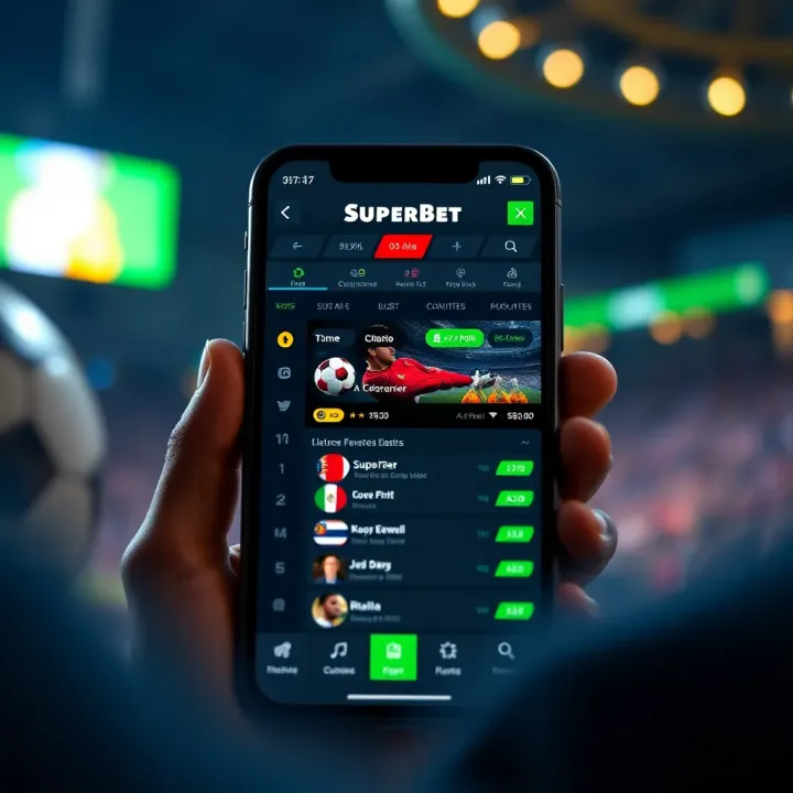 Live betting screen on Superbet mobile site displaying real-time sports events and betting options