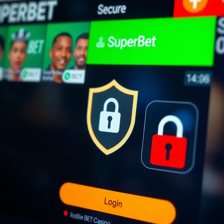 Security Features and Best Practices for Safe SuperBet Access Illustration of a secure login with shield and padlock icons representing betting security