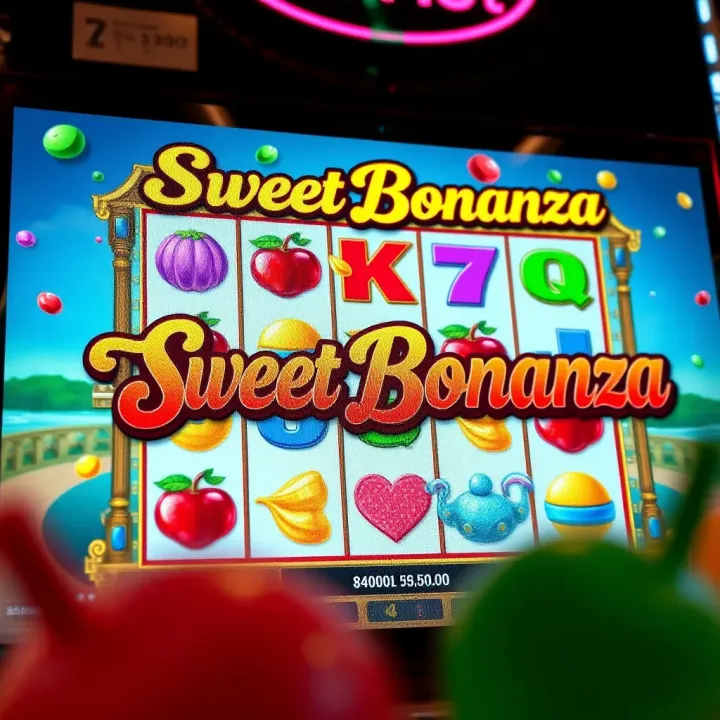Colorful Sweet Bonanza slot symbols on Superbet gaming screen