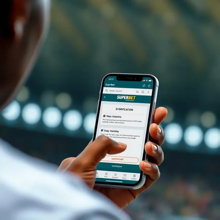 Superbet Account Verification on Mobile User verifying their identity on the Superbet app with secure verification prompts visible on the phone screen