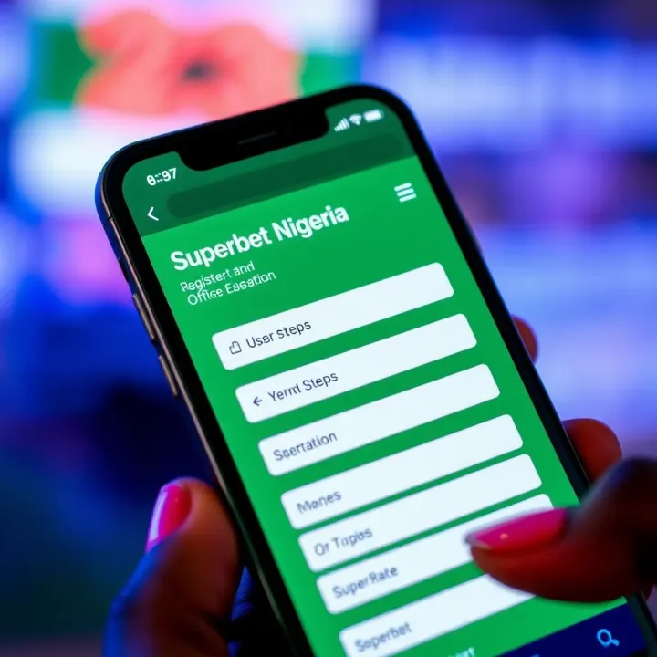 Mobile phone displaying Superbet Nigeria registration page with form fields
