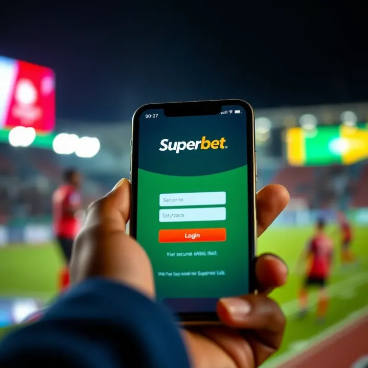 Mobile phone displaying the Superbet mobile lite login screen with a secure interface
