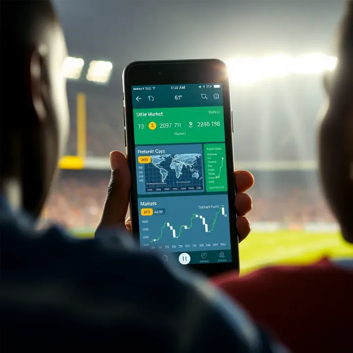 Exploring NFL Betting Markets on Superbet in Nigeria Graphic displaying diverse NFL betting markets with charts and smartphone interface