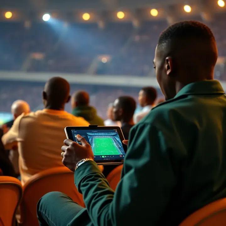 Nigerian football fans enjoying a Premier League match on a tablet with clear streaming quality