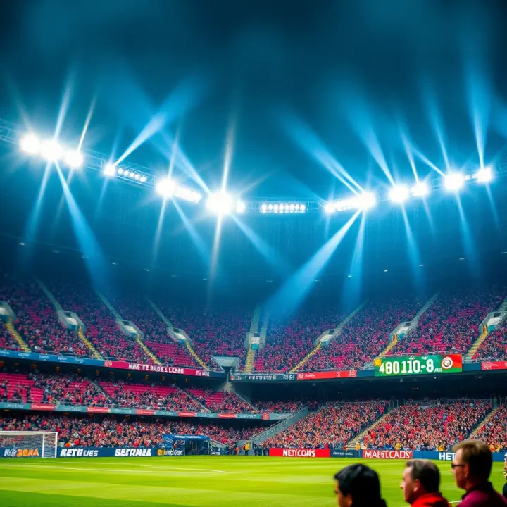 Electric Atmosphere at Premier League Stadium Premier League stadium filled with fans during an intense football match