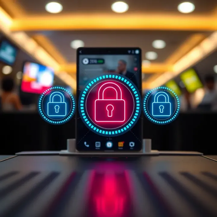 Visual representation of secure digital transaction with encryption symbols protecting funds