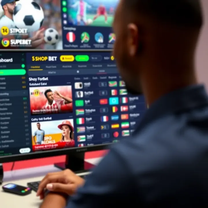 User interface of Shop Bet Superbet platform displaying various sports betting options