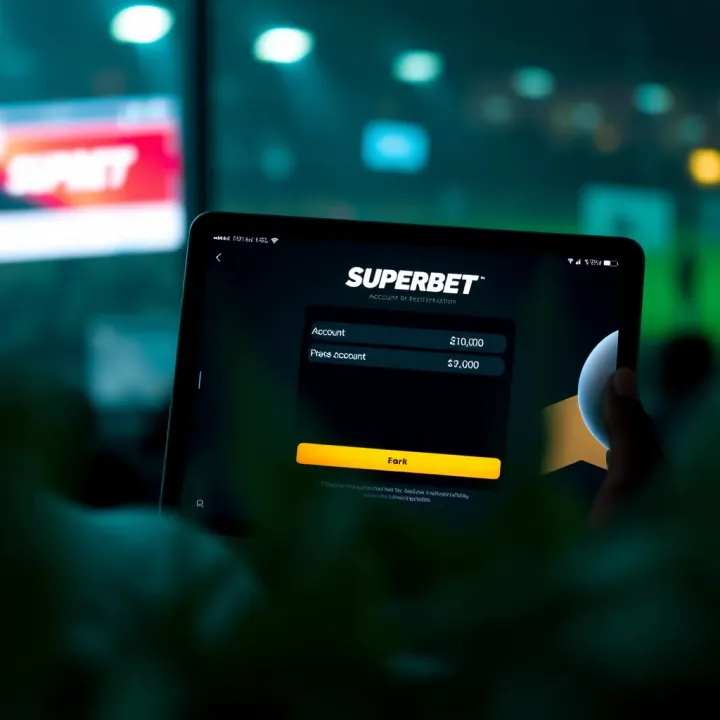 User interface showing Superbet app account setup screen on an iPad
