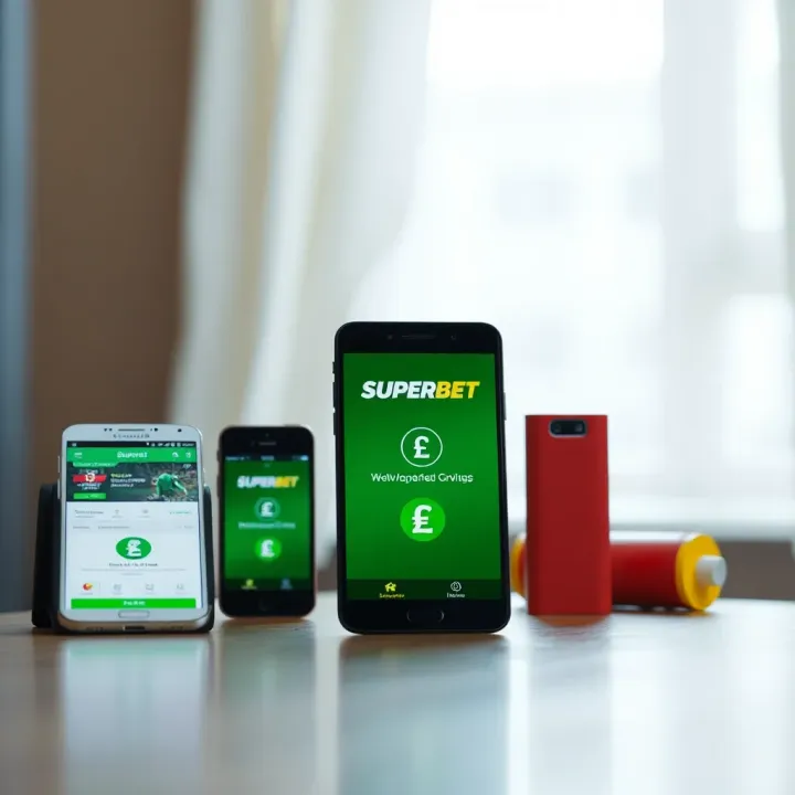 Android and iOS devices showing the Superbet app download screen with Nigerian currency symbol