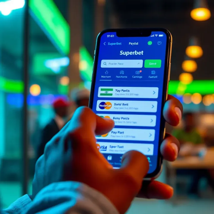 User navigating payment methods and secure transaction options within Superbet app