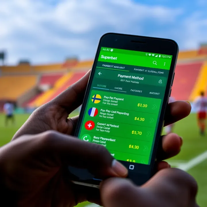 Smartphone screen showing payment options within Superbet app