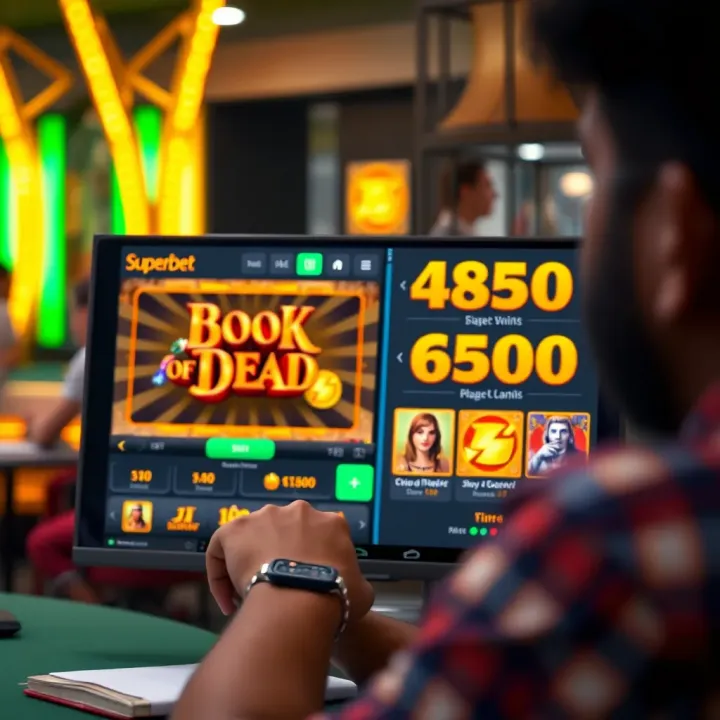 User engaging with Superbet platform showing free play feature for Book of Dead slot