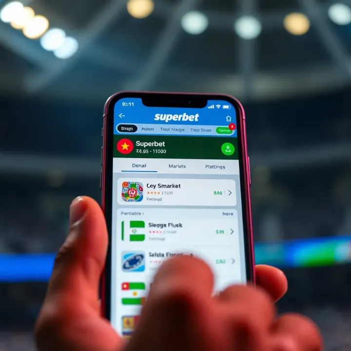 User interface of Superbet app on iPhone showing various betting markets available