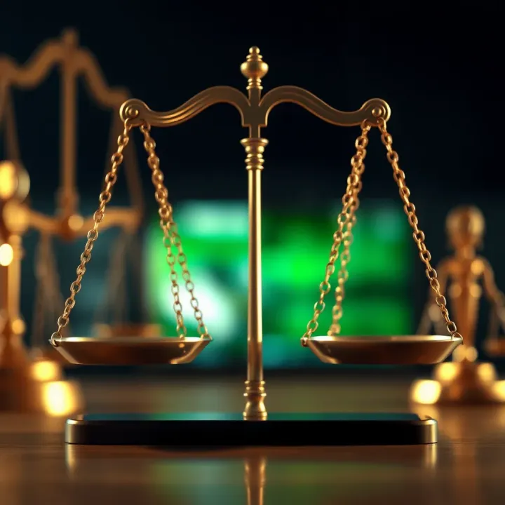 Abstract representation of legal scales balancing privacy and freedom of expression