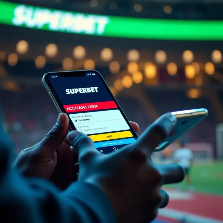 Accessing Superbet Account on Mobile Device User entering login credentials on a mobile device for accessing Superbet in Nigeria