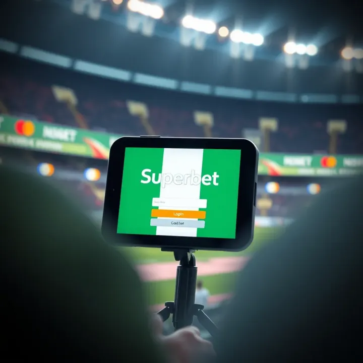 User interface displaying the Superbet login screen with Nigerian flag colors
