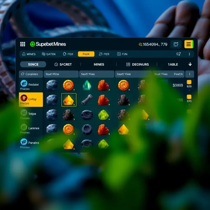 Gameplay interface of Superbet Mines showing mine selection grid and betting options