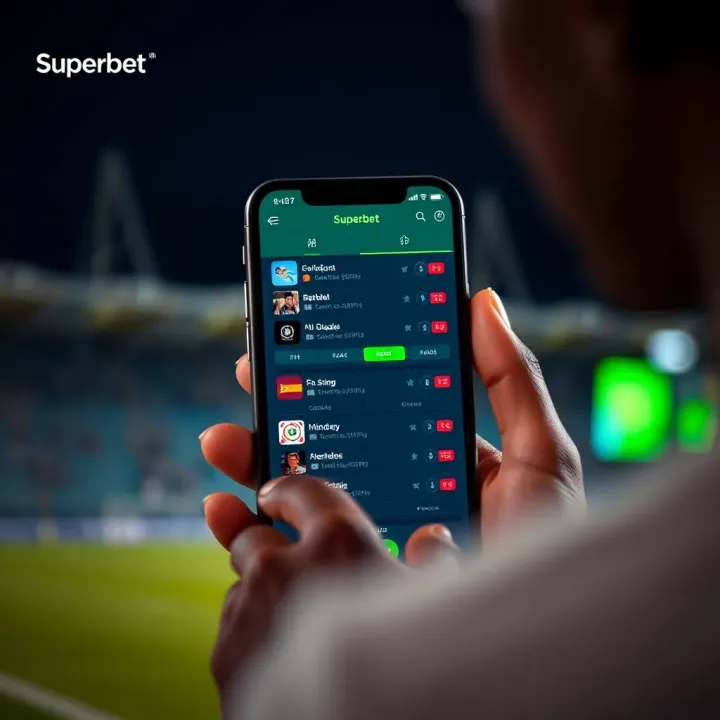Superbet Mobile APK Betting Interface on Nigerian Device Superbet mobile app interface displaying betting options on a smartphone screen in Nigeria