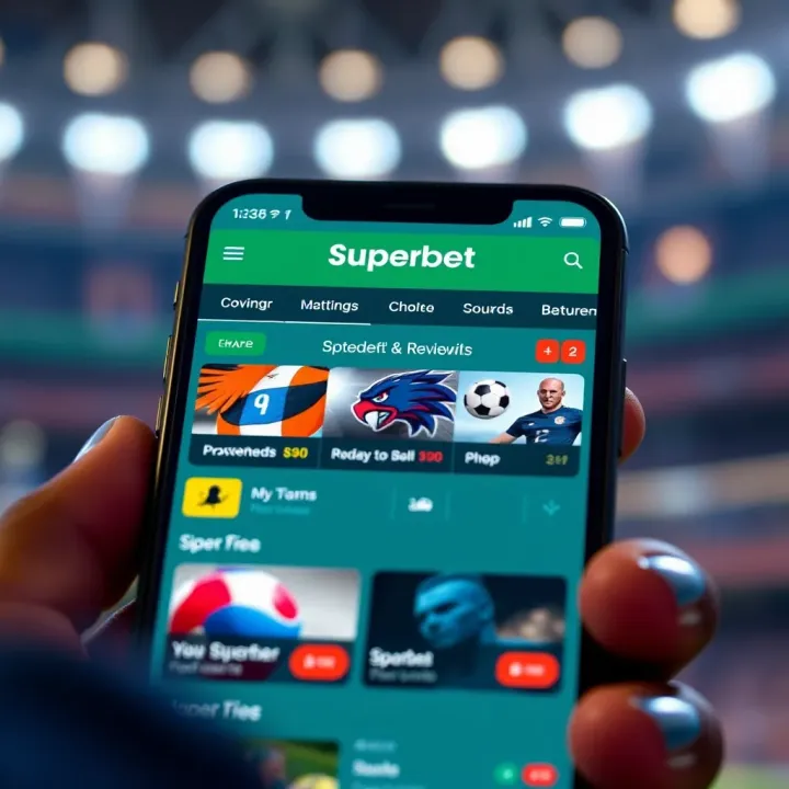 User interface of Superbet mobile app showing various sports betting options