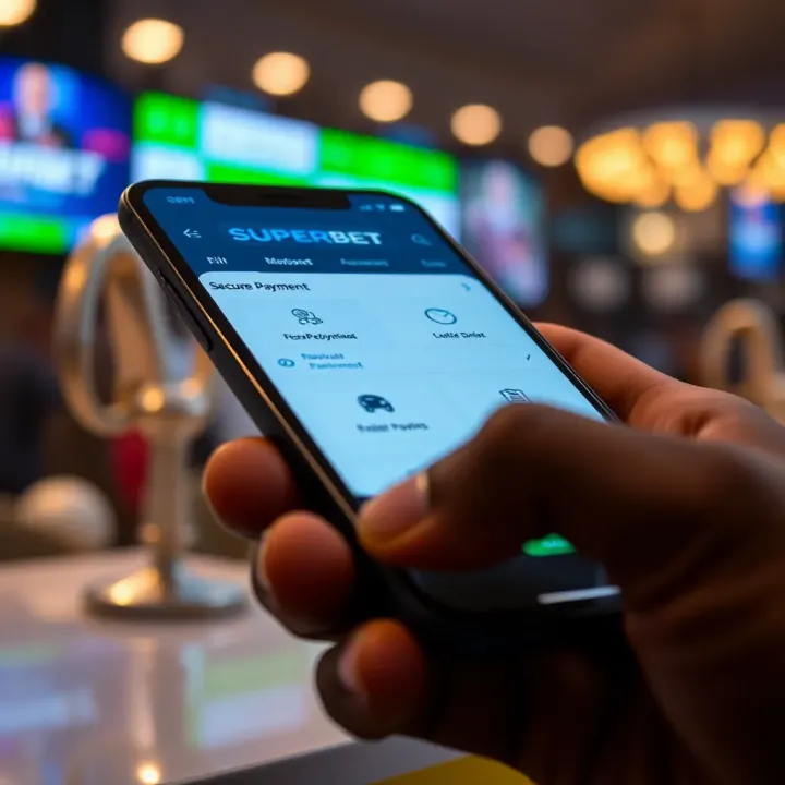 Superbet Mobile Nigeria Secure Payment and Account Management Mobile device showing secure payment options and account management features on Superbet platform