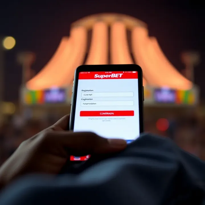 Registration Screen on Superbet Old Mobile Booking Platform Mobile phone displaying registration screen for Superbet platform with input fields and confirmation button