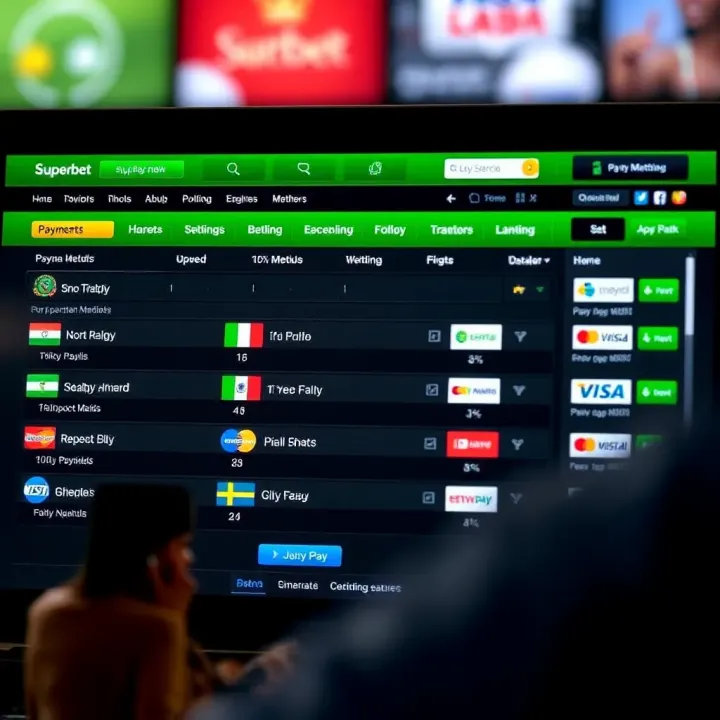User interface displaying various payment methods available on Superbet Nigeria platform