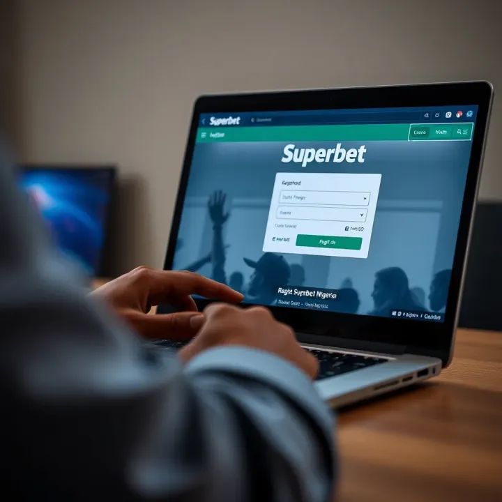 Registering on Superbet Nigeria Platform User navigating the Superbet Nigeria registration page on a laptop