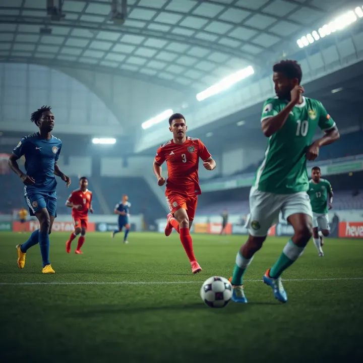 Football pitch with key players highlighted for Nigerian Professional Football League match analysis