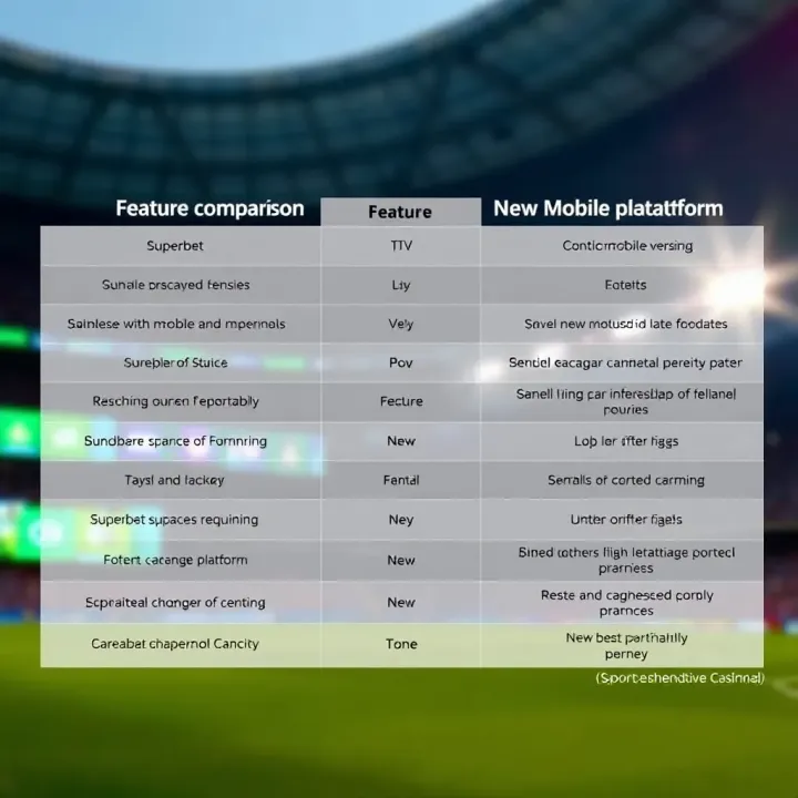 Feature Comparison of Superbet Old Mobile and New Mobile Platforms Comparison chart highlighting features of Superbet old mobile version versus new mobile platform