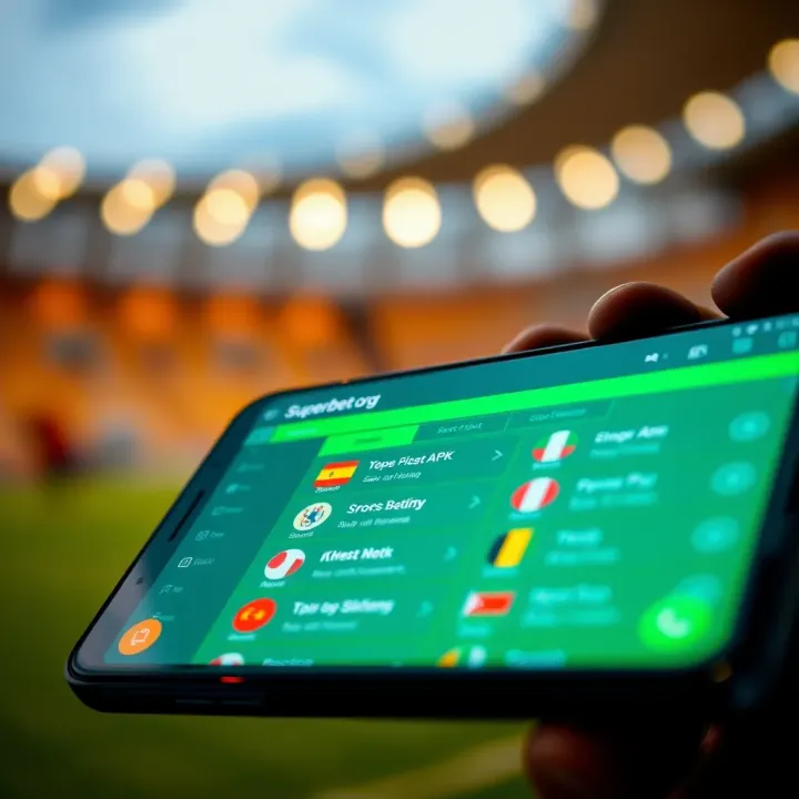 Android device displaying Superbet Org APK interface with sports betting options