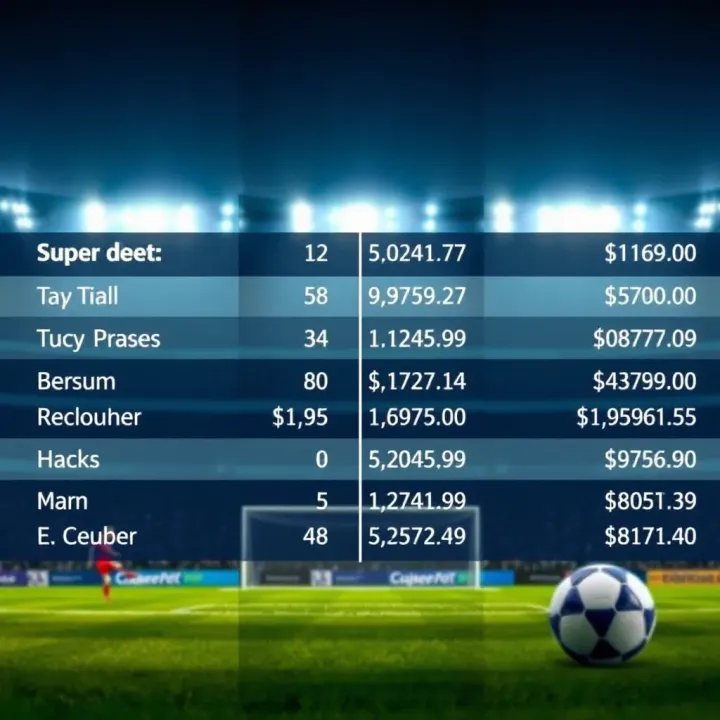 Visual representation of betting odds and payout calculations for football wagers