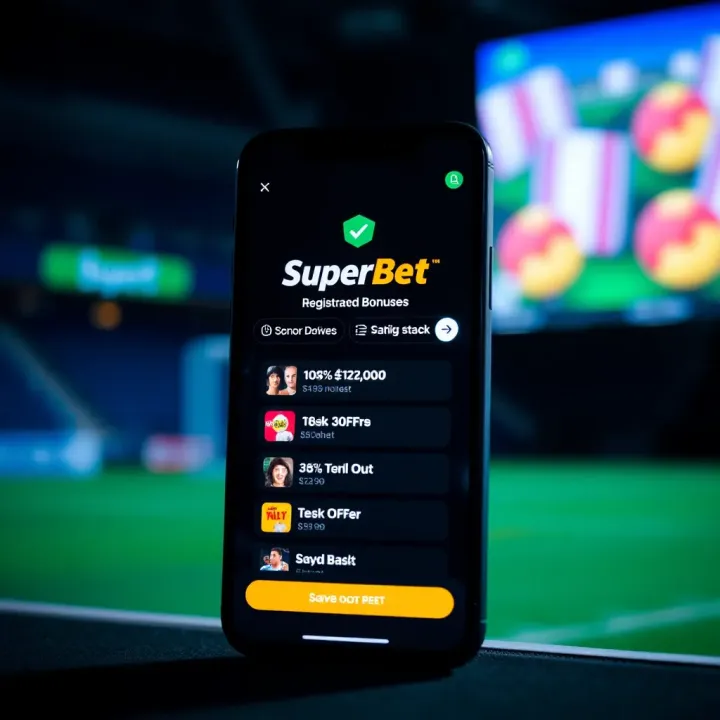 Unlocking SuperBet Registration Bonuses Using Promo Codes Mobile phone displaying SuperBet registration page with promotional offers