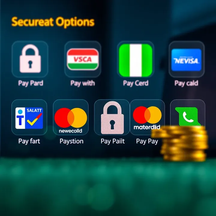 Secure online transaction icons alongside popular Nigerian payment methods
