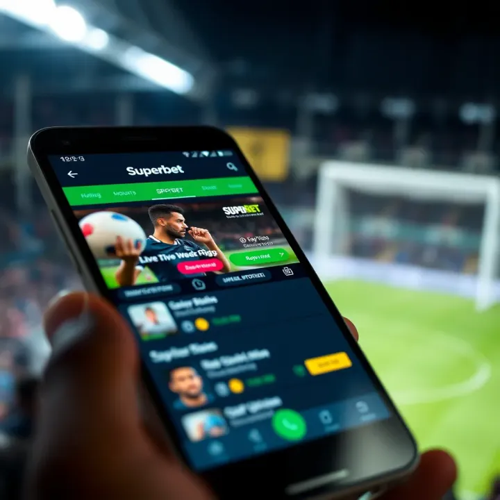 Superbet app interface displaying live sports betting options on a smartphone screen