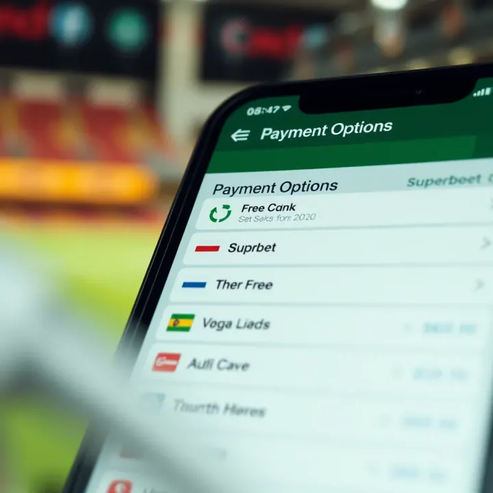 Payment options screen within Superbet app showing various secure transaction methods