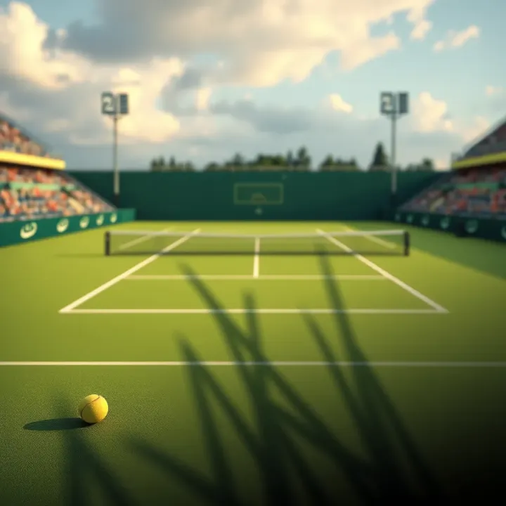 Tennis Court Illustration Highlighting Betting Types and Strategic Insights Conceptual graphic of tennis court with various betting odds and strategy icons