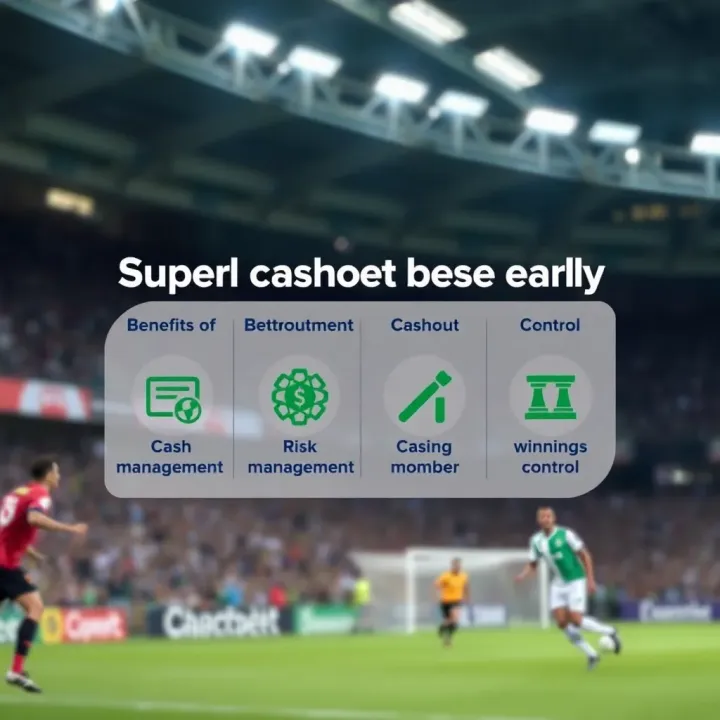 Advantages of Using Cashout on Superbet Nigeria Graphic depicting benefits of cashing out bets early with icons representing risk management and winnings control
