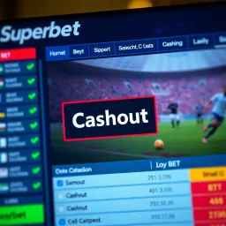 Superbet Nigeria Cashout Feature Interface Illustration of a digital betting platform showing the cashout option highlighted on a sports bet