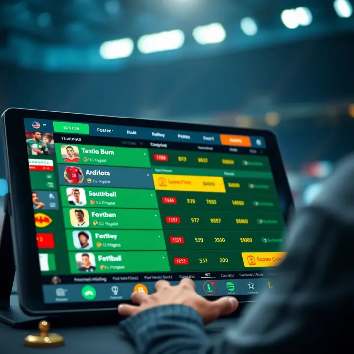 Colorful sports betting interface showcasing football match options and odds on a digital device in Nigeria