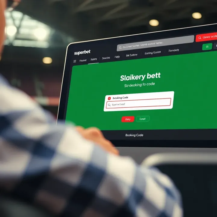 Superbet platform interface showcasing booking code entry screen