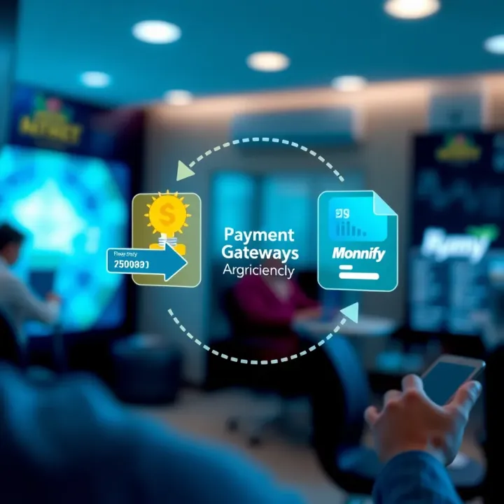 Digital Transaction Flow Highlighting Payment Gateway Efficiency Graphic depicting a smooth digital transaction flow with a focus on payment gateways
