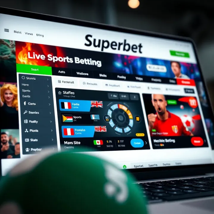 Interface of Superbet Old Mobile.com showing live sports betting options and user dashboard