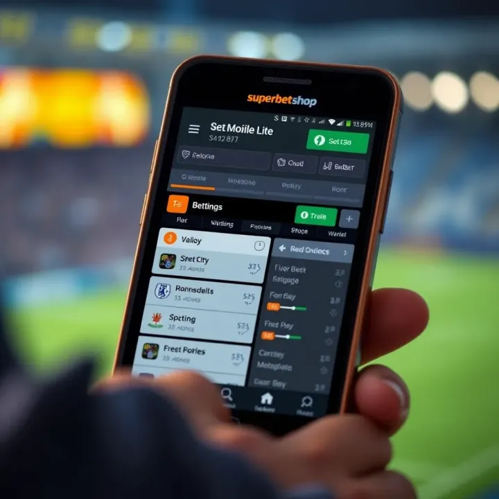 Screenshot of Superbet Shop Old Mobile Lite interface showing easy navigation and betting options on an older smartphone